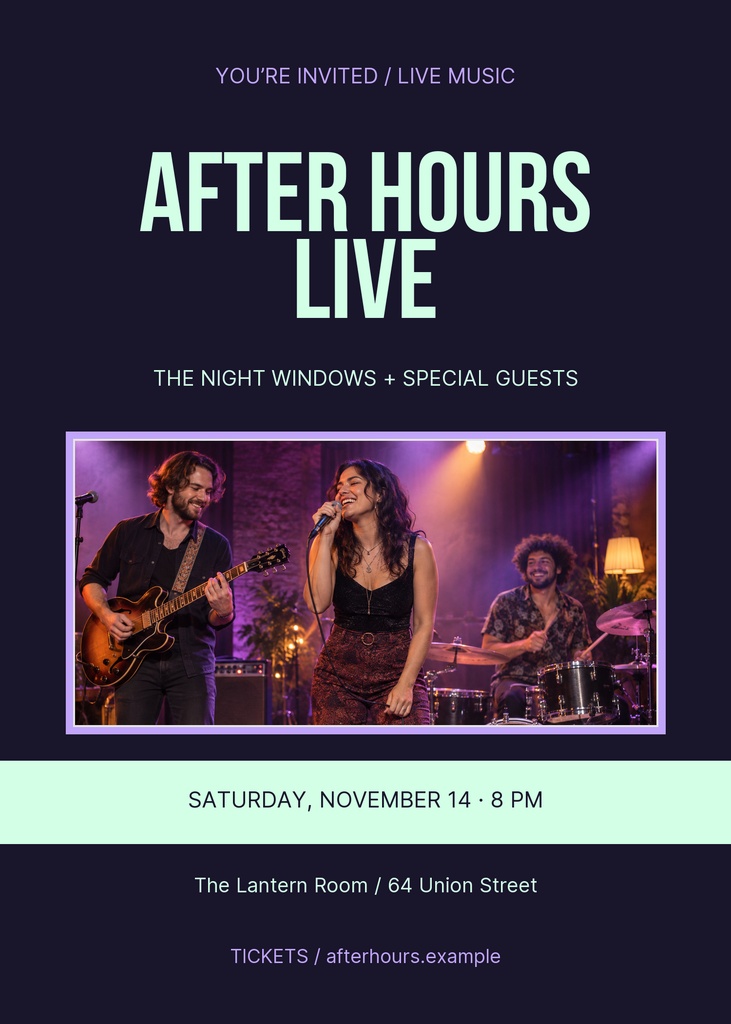 Preview for After Hours Live 5 × 7 Invitation Template