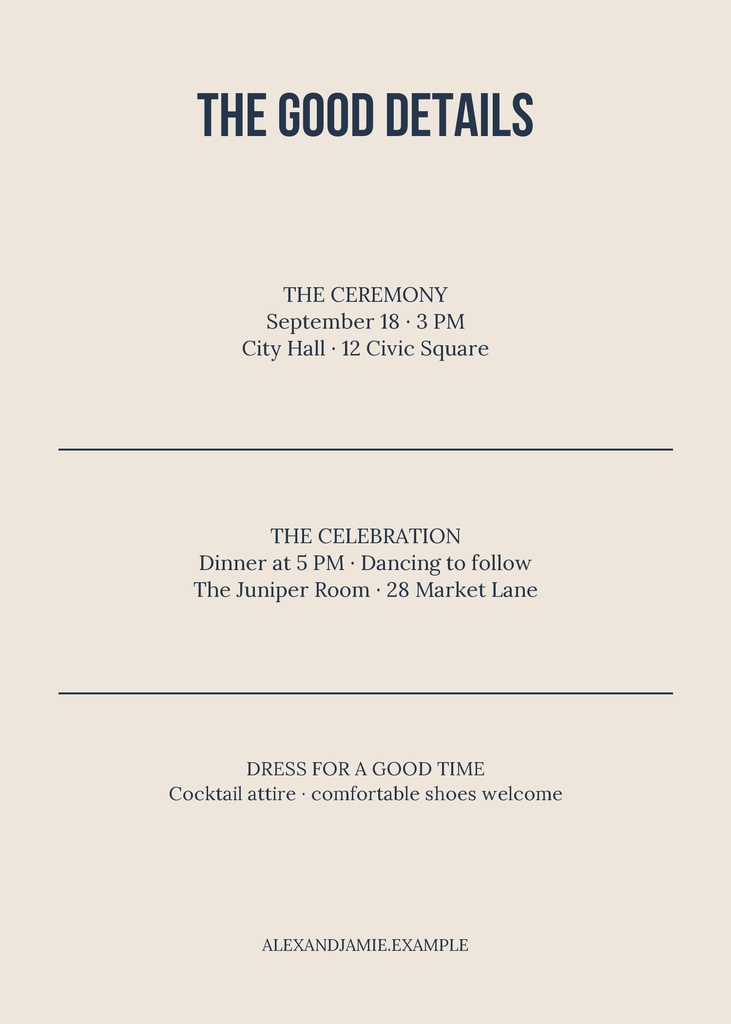 Preview for City Hall And Forever Details Card Template