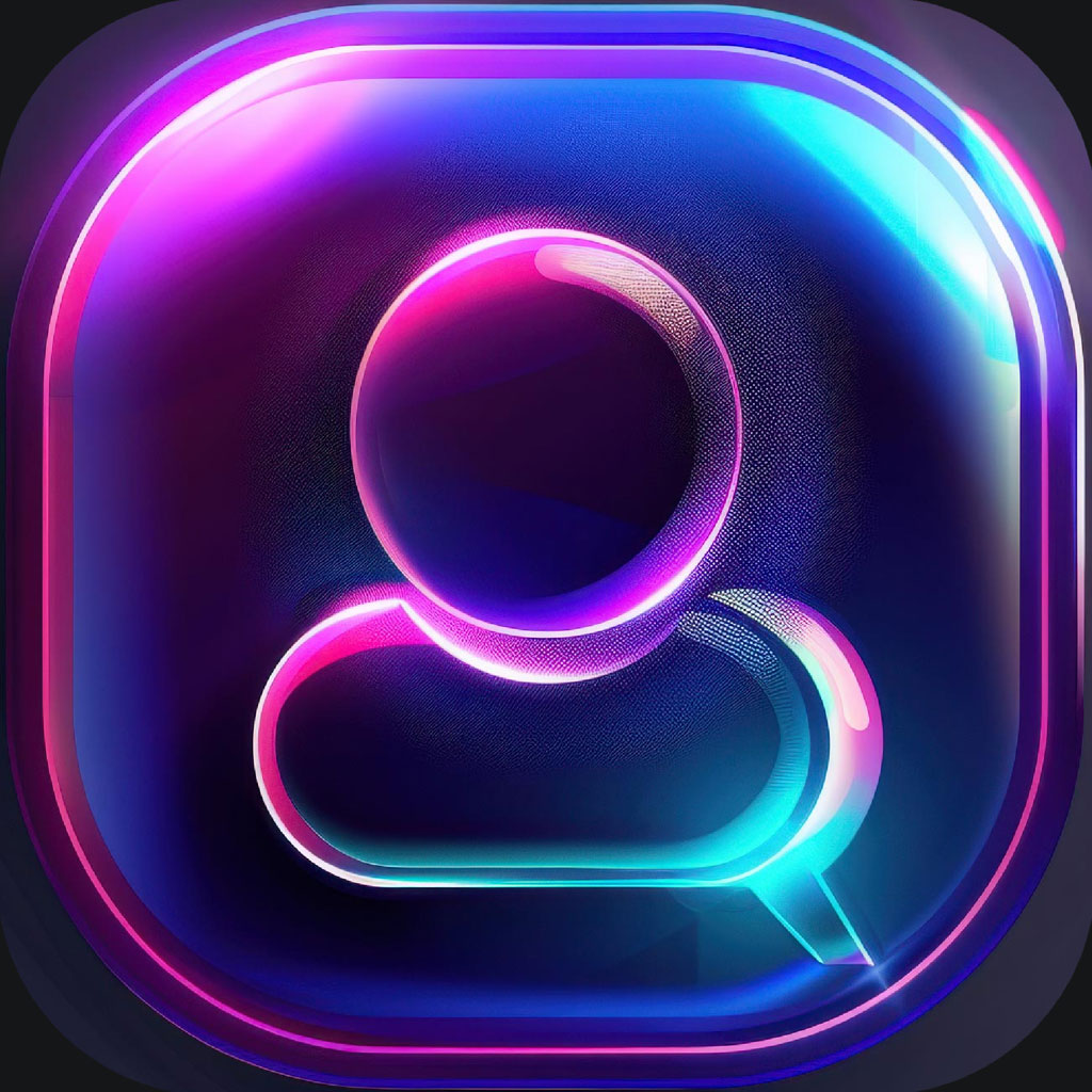 Neon app icon with a speech bubble