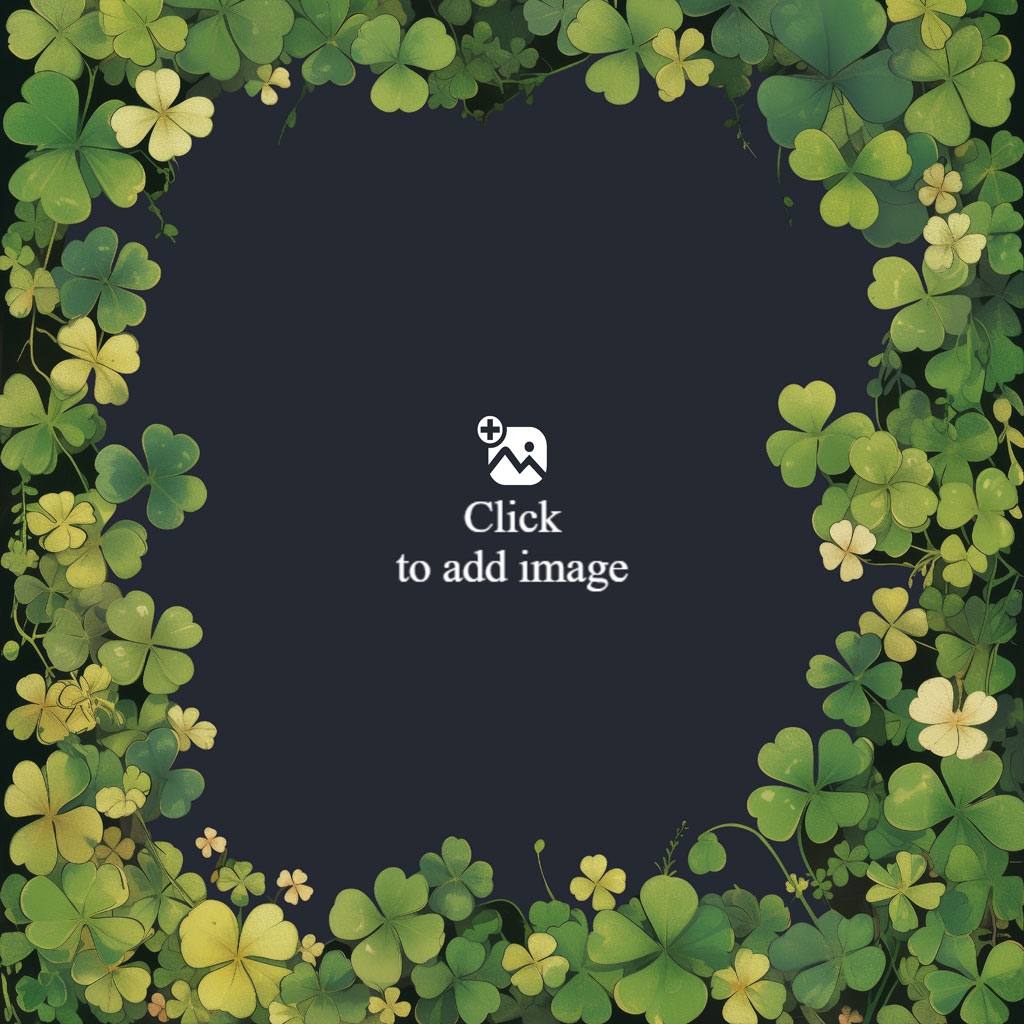 Clover frame with green and yellow leaves on a dark background