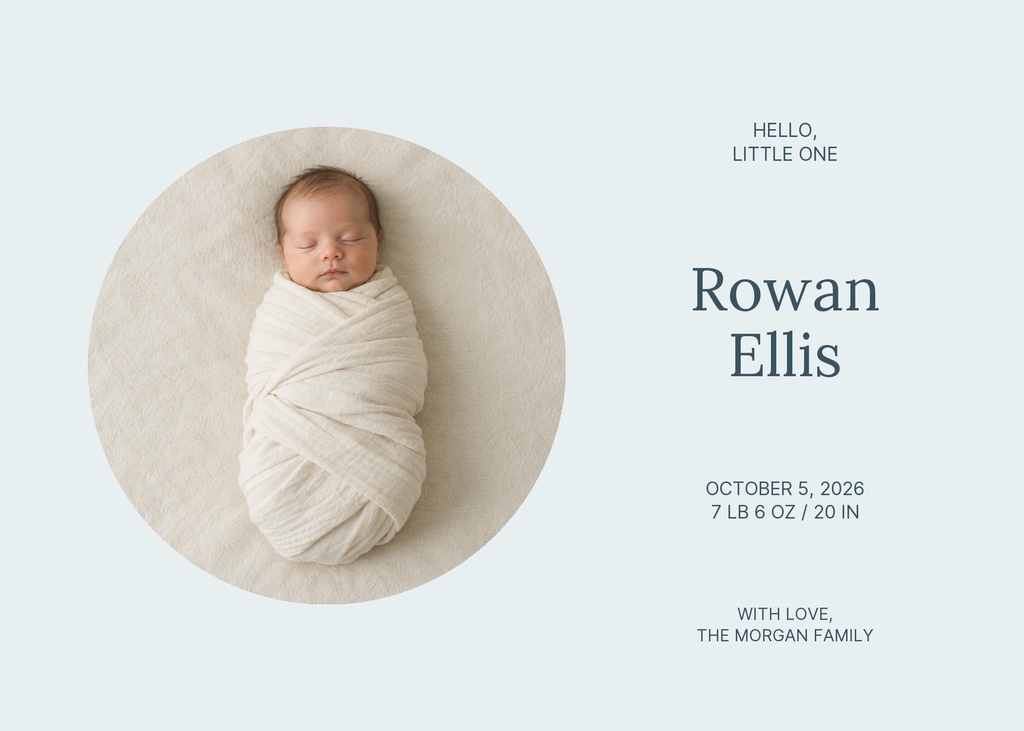 Preview for Hello, Baby Rowan Landscape Greeting Template