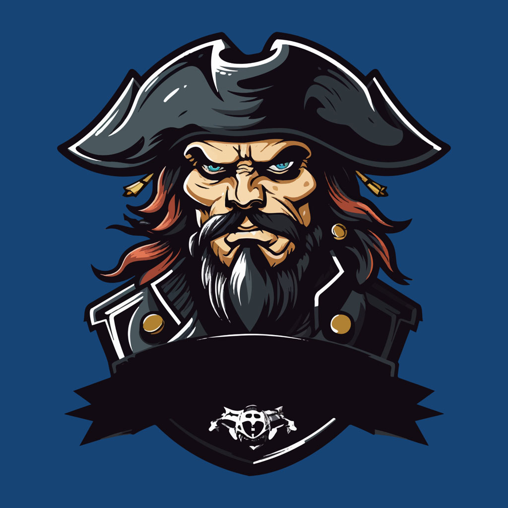 Pirate logo with a bearded captain