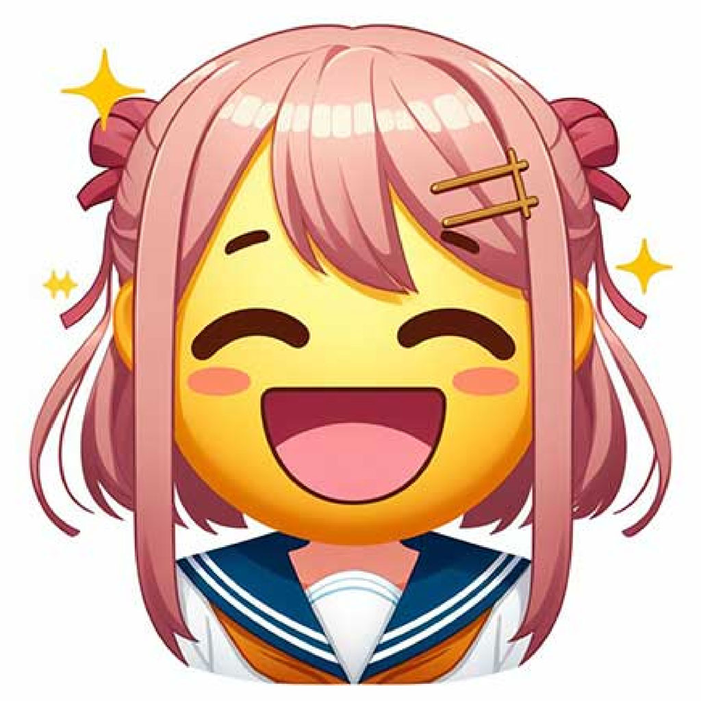 Anime girl emoji with pink hair and sailor outfit