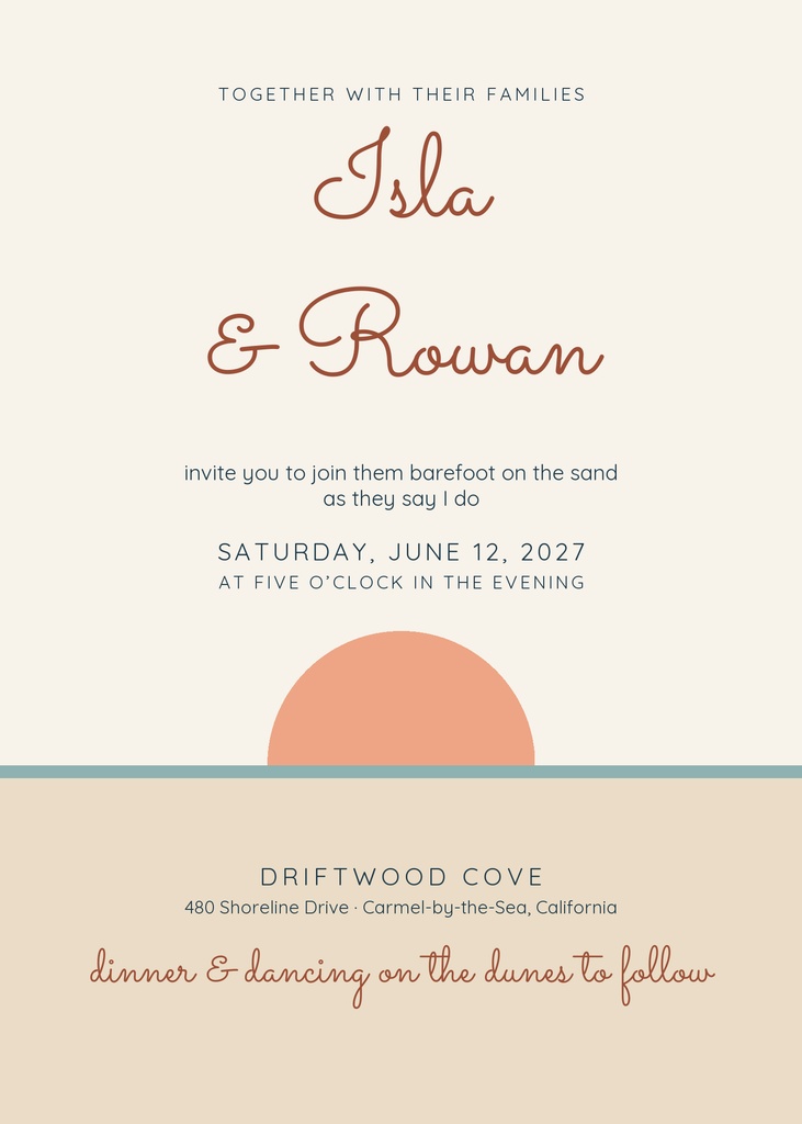 Preview for Barefoot On The Beach 5 × 7 Invitation Template