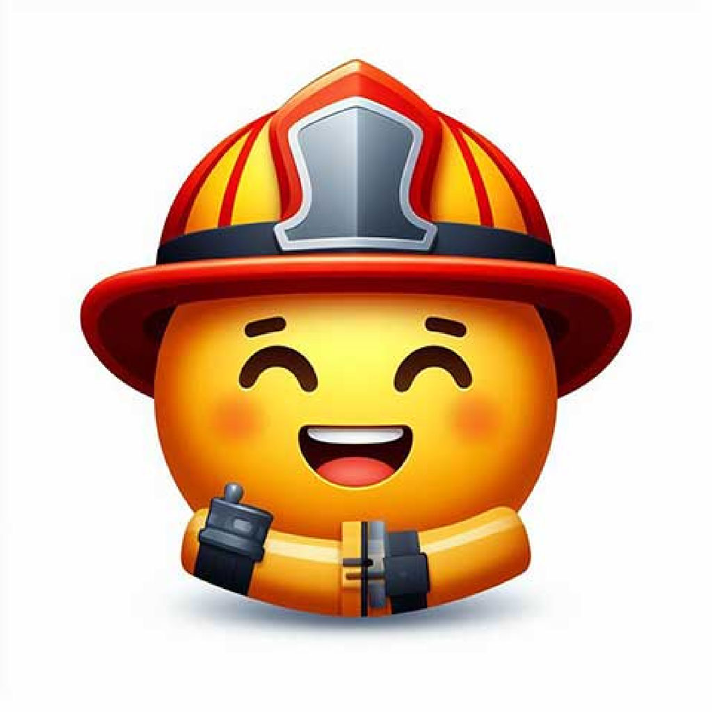 Cartoon firefighter with smiley face