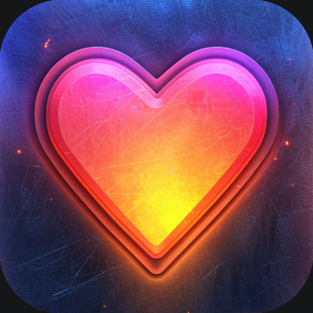 Glowing heart icon with layered effect