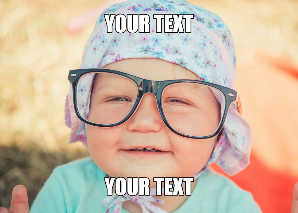 Baby in oversized glasses and floral cap