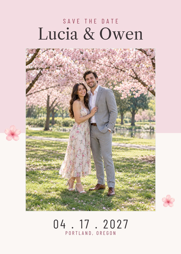 Preview for Cherry Blossom Save The Date Save The Date Template