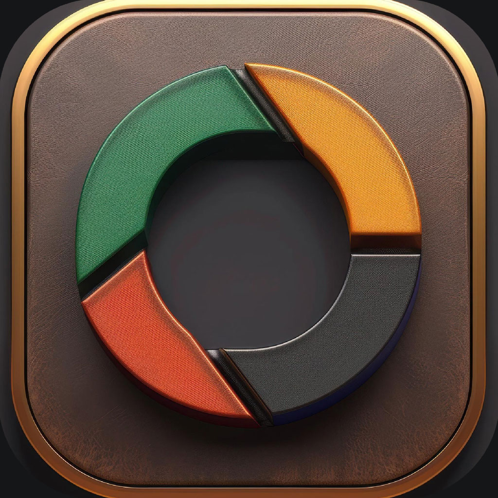 3D donut chart icon with four colored sections