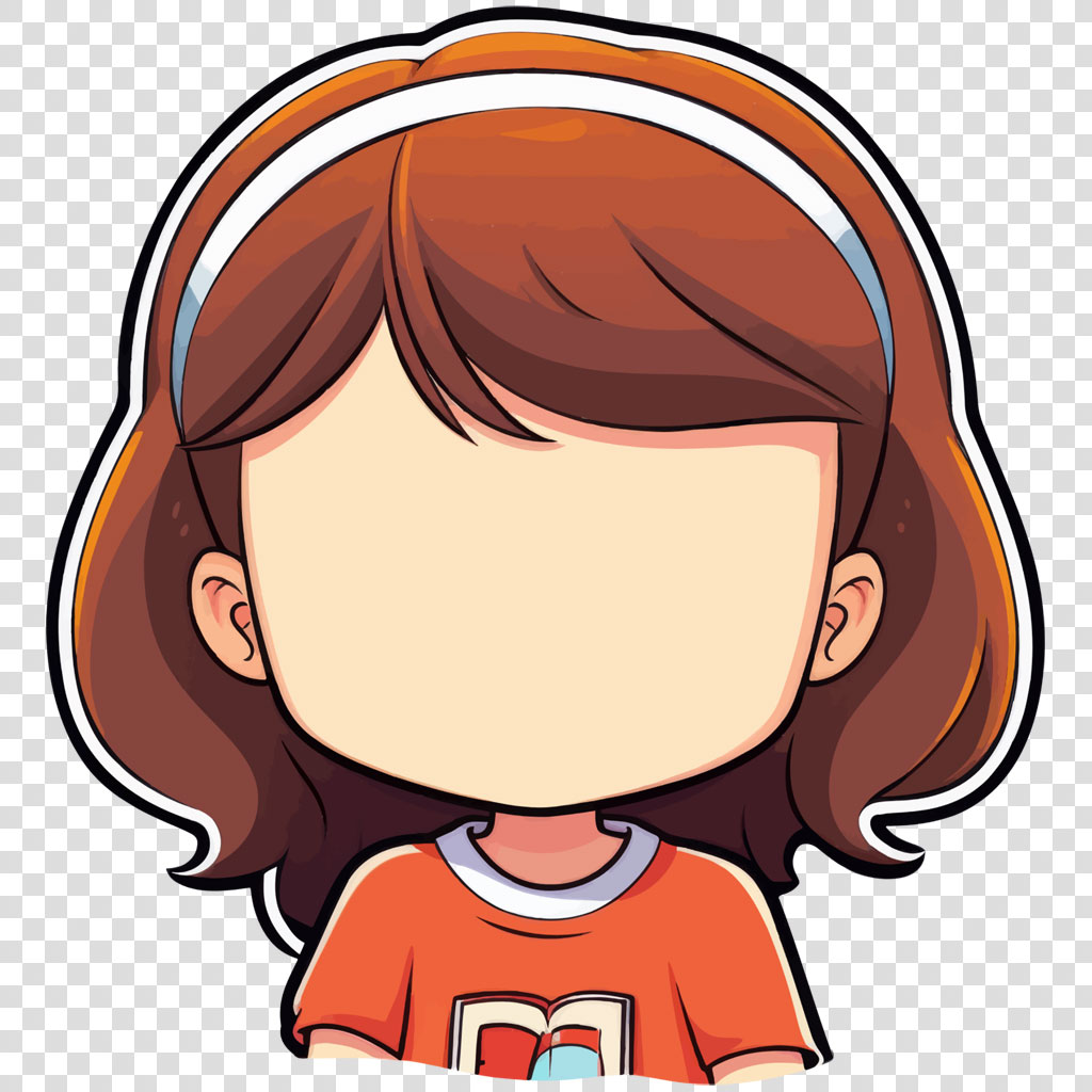 Cartoon character with brown hair and orange shirt