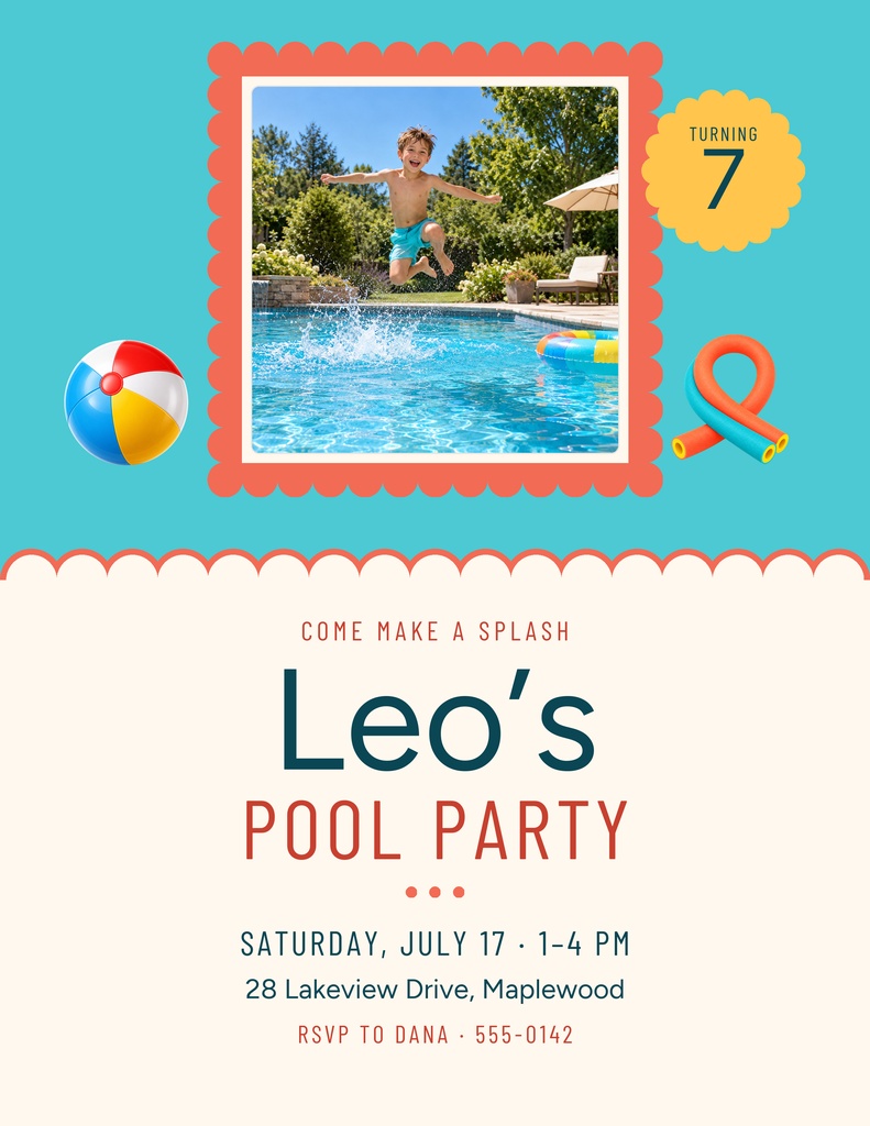 Preview for Splash Into Seven Letter Flyer Template
