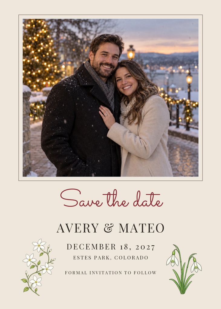 Preview for Engaged For The Holidays Save The Date Template