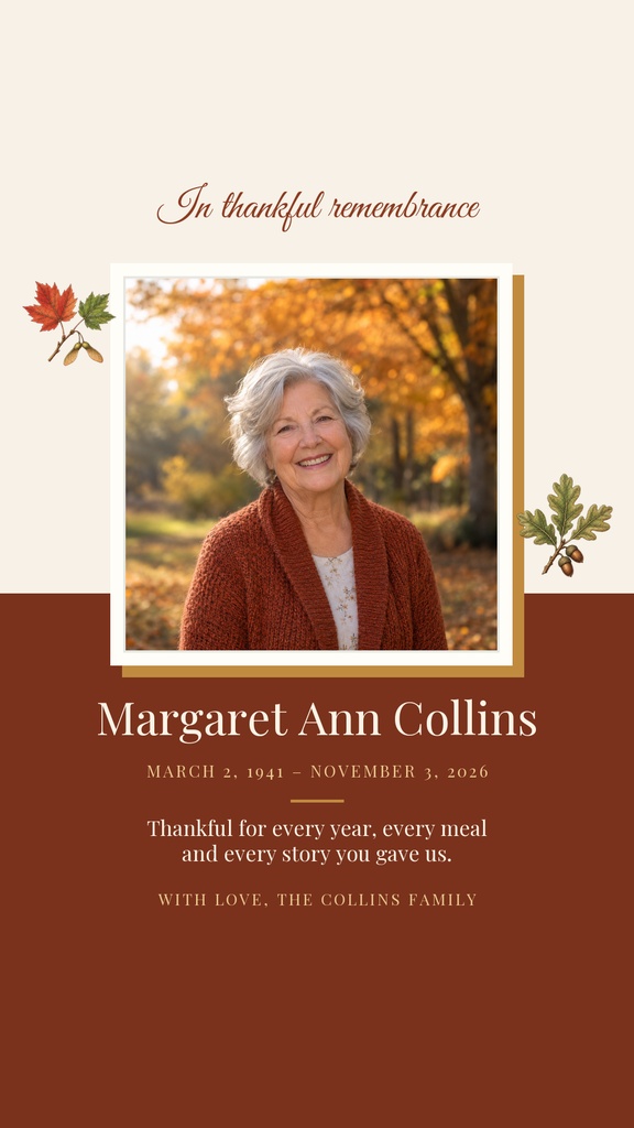 Preview for In Thankful Remembrance Story Opener Template