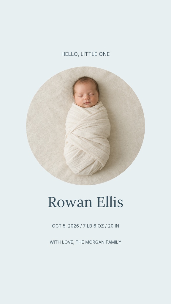 Preview for Hello, Baby Rowan Story Opener Template