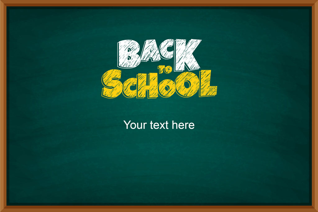 Back to School template on a green chalkboard