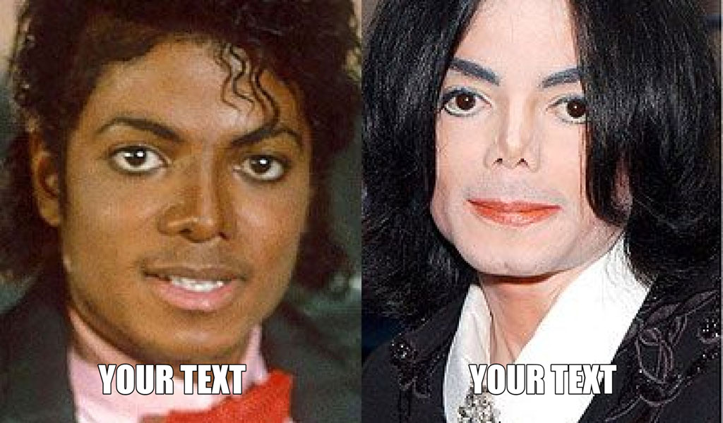 Before and after images of Michael Jackson