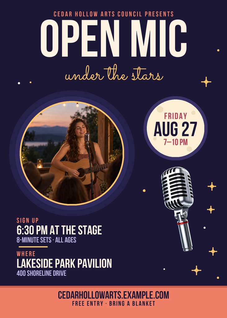 Preview for Open Mic Under The Stars 5 × 7 Invitation Template