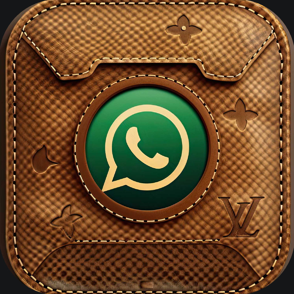 WhatsApp logo on a Louis Vuitton-themed icon