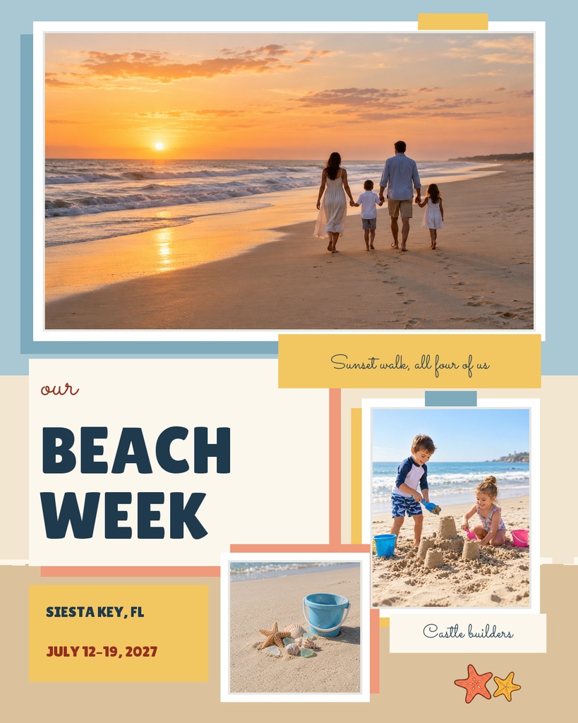Preview for Our Beach Week Portrait Collage Template