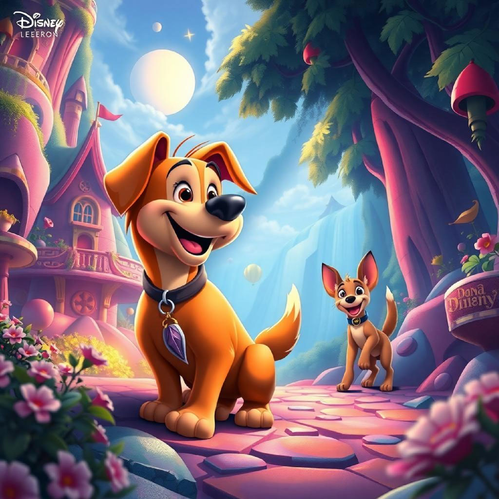 Three children exploring a magical forest with a castle