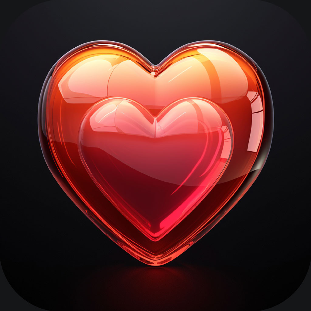 A 3D red heart icon