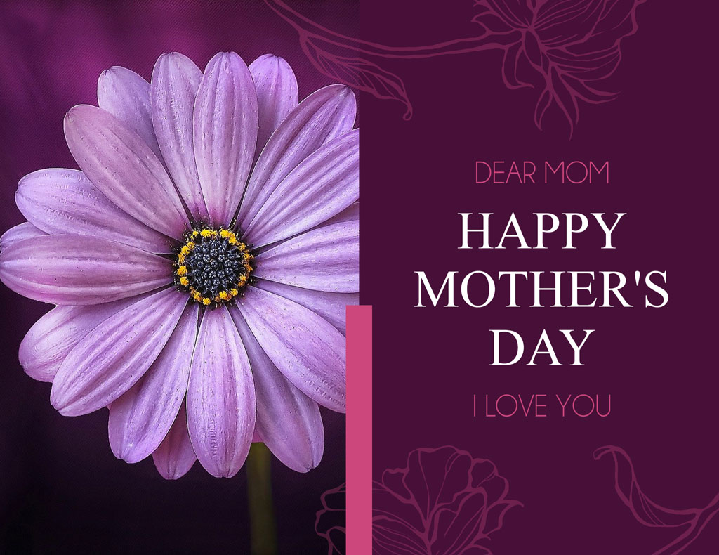 Purple flower on a Mother's Day card