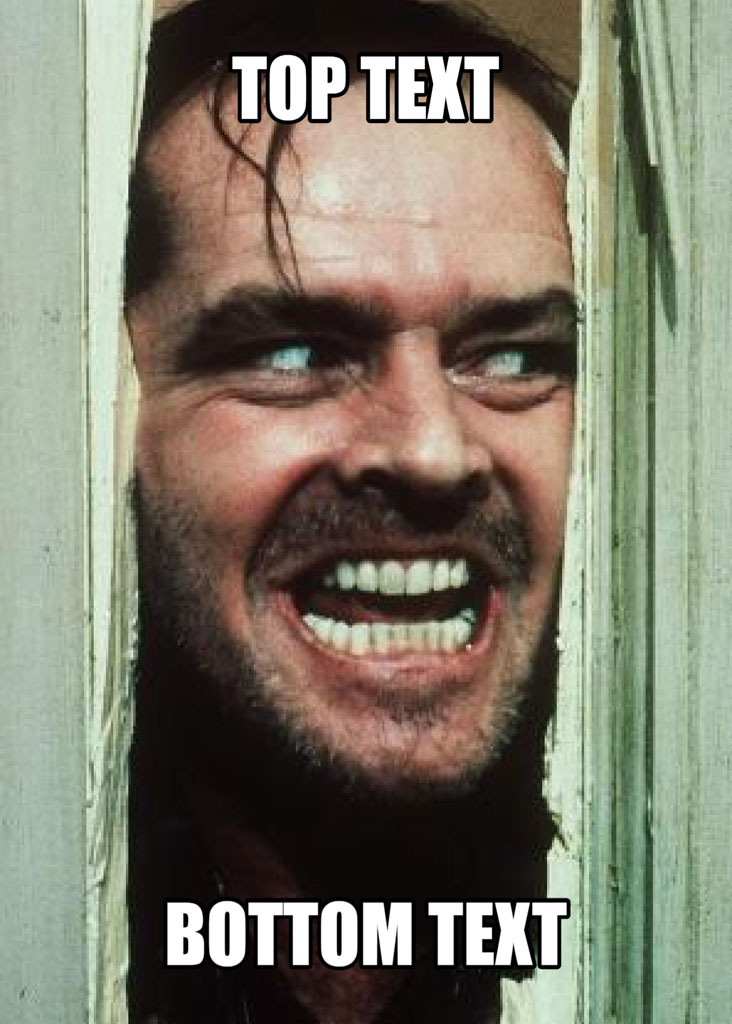 Jack Nicholson peeking through a broken door in The Shining