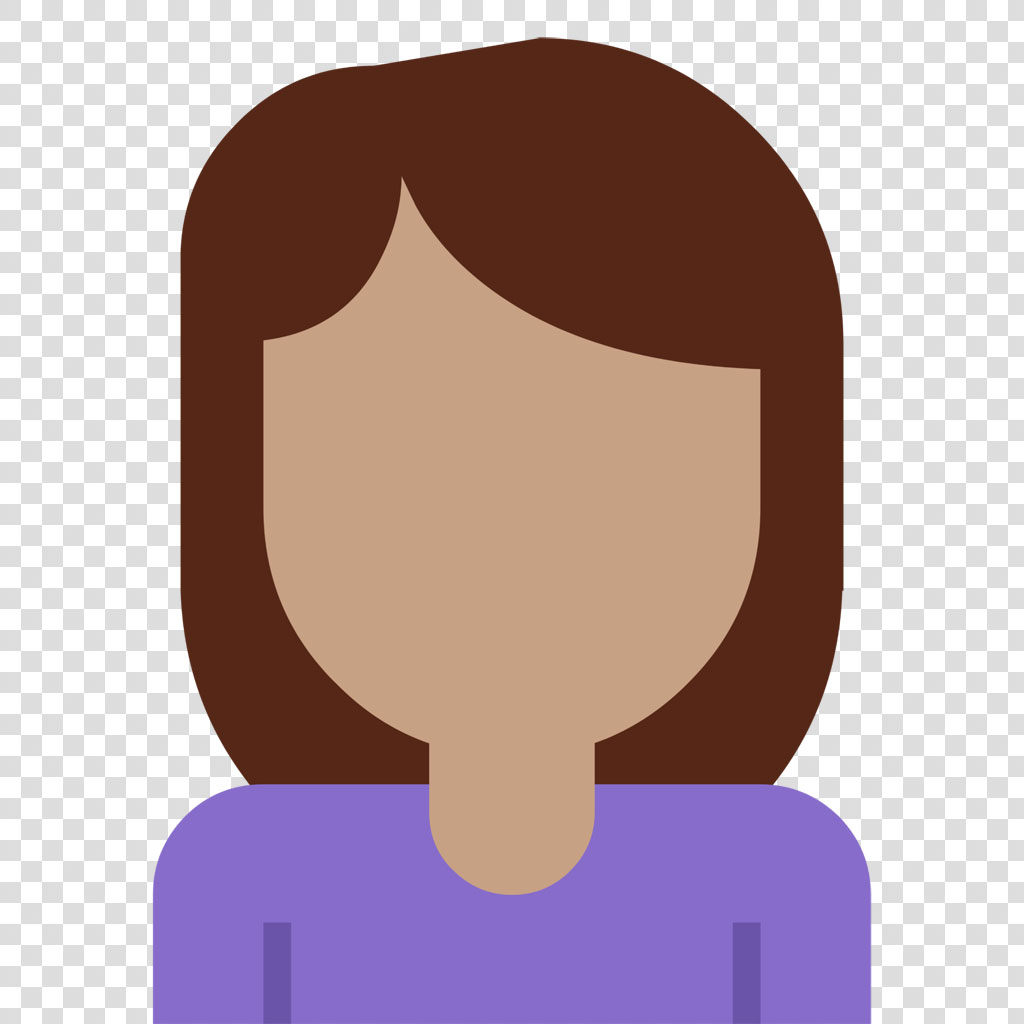 Illustration of a woman with brown hair wearing a purple shirt