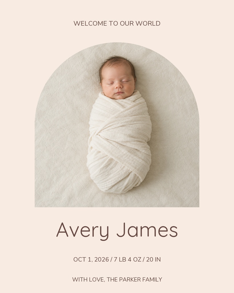 Preview for Welcome, Little Avery Portrait Post Template