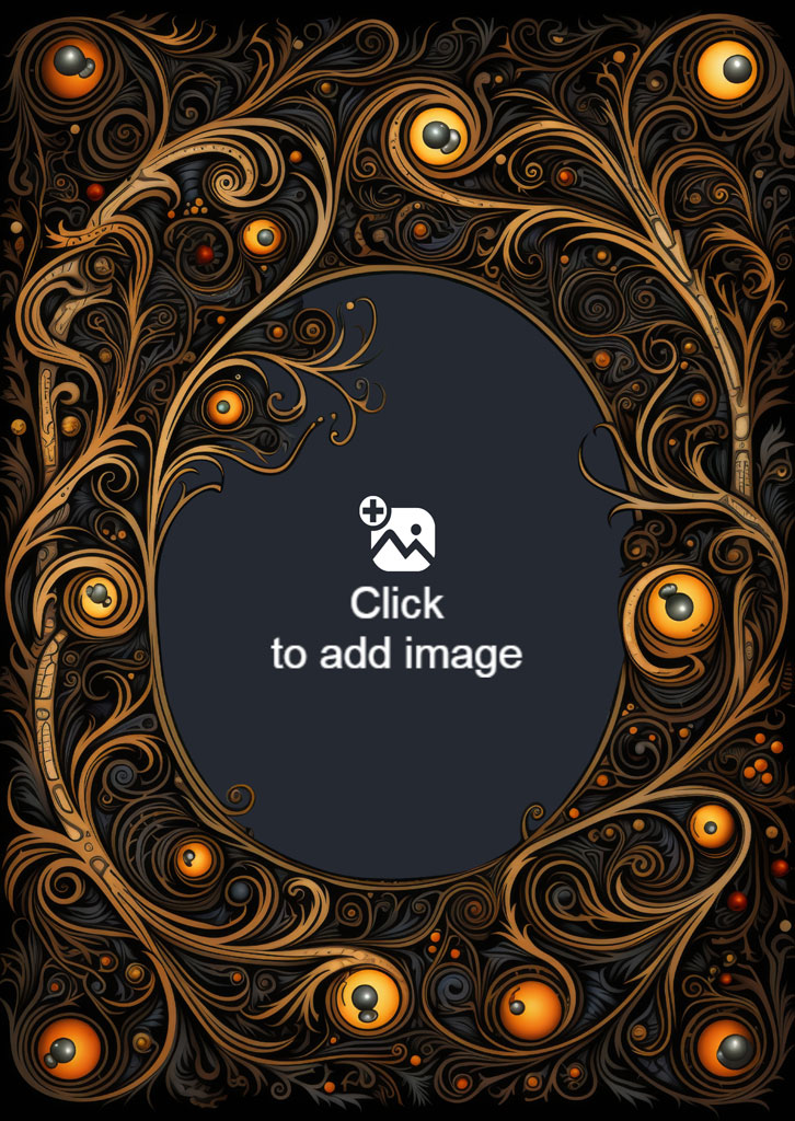 An ornate golden frame with glowing orbs on a dark background.