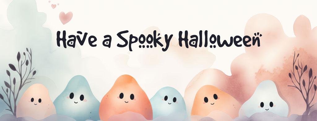 Cute ghosts wishing a spooky Halloween