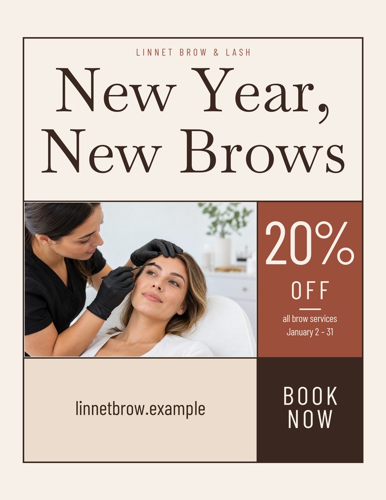 Preview for New Year, New Brows Letter Flyer Template