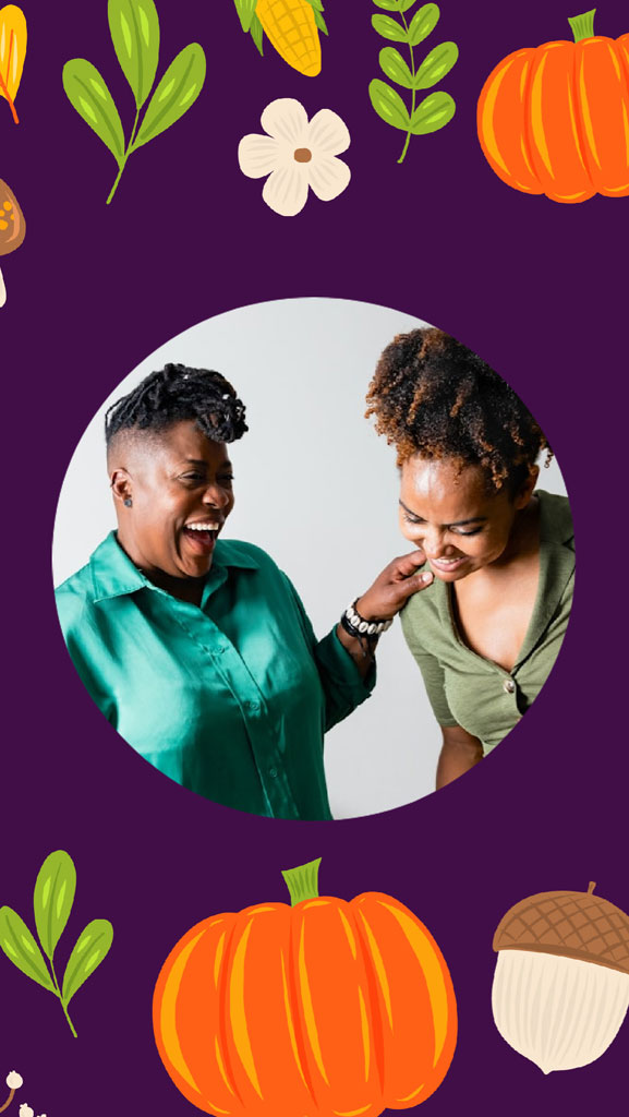 Two women sharing a tender moment on Thanksgiving