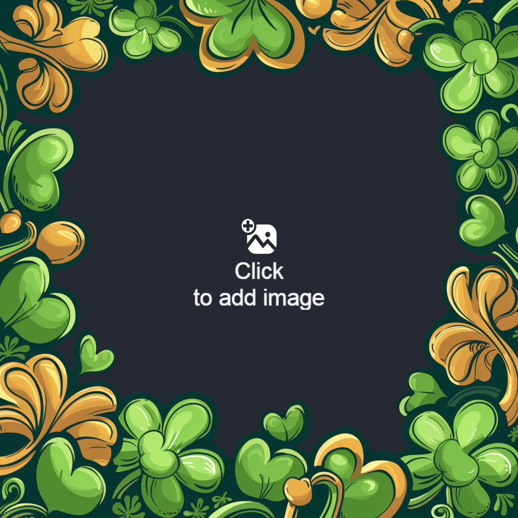 St. Patrick's Day themed frame with shamrocks and gold accents