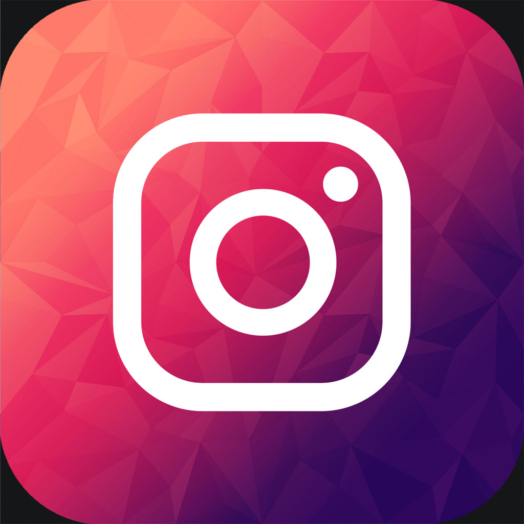 Instagram logo on a colorful geometric background