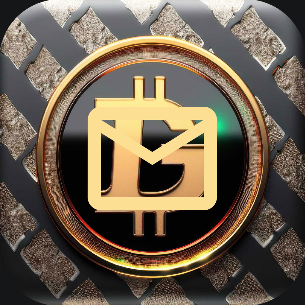 Gold email icon on a black and gold background