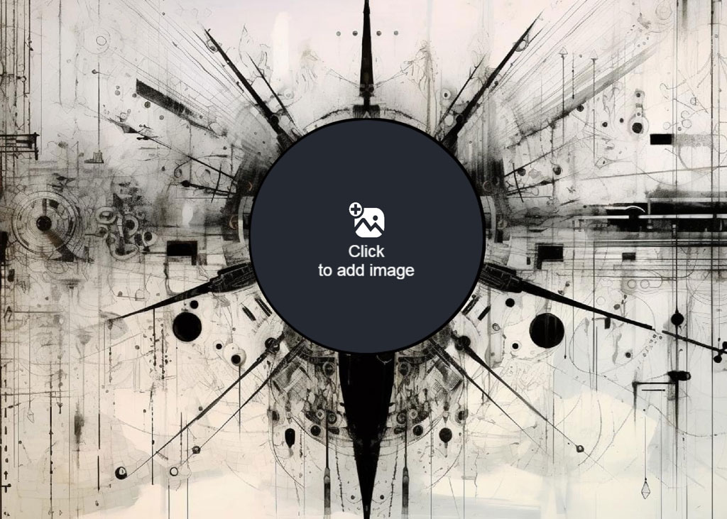 Modern app design template with a dark circle and photo upload prompt