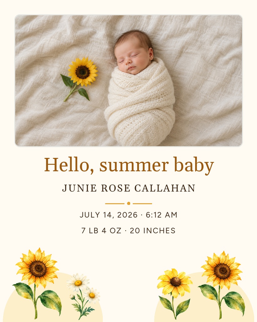 Preview for Hello, Summer Baby Portrait Post Template