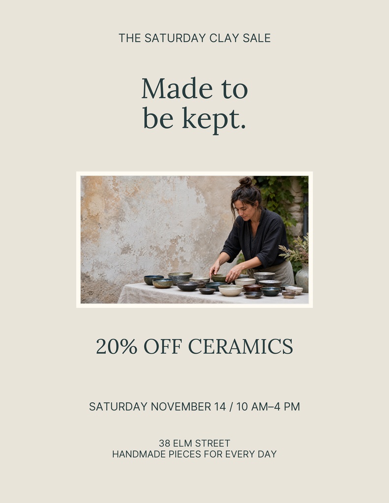 Preview for The Saturday Clay Sale Letter Flyer Template