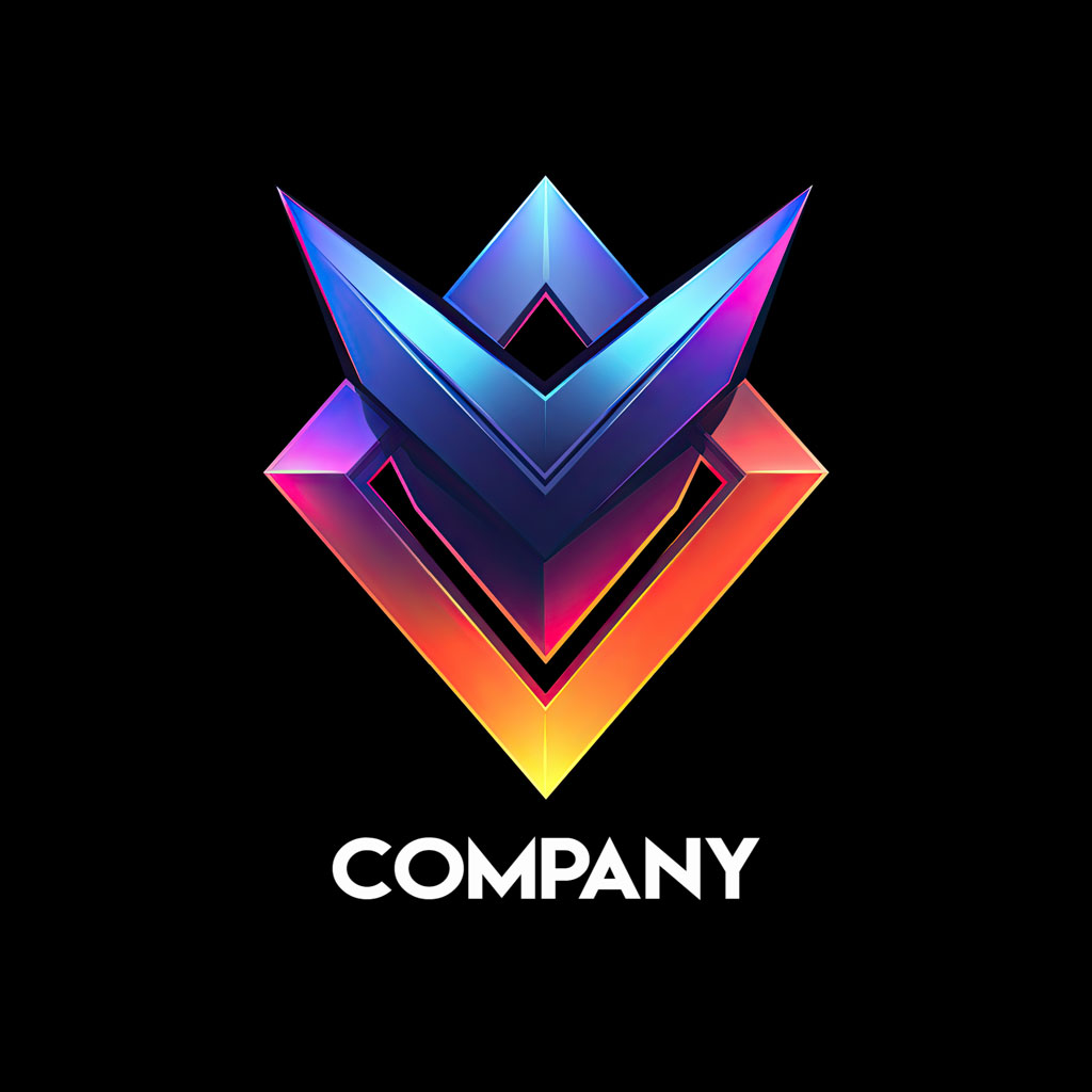 Stylized company logo with gradient colors