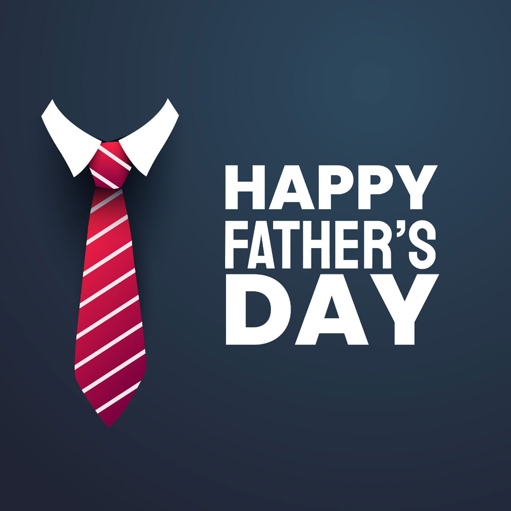 Happy Father's Day graphic with a red striped tie