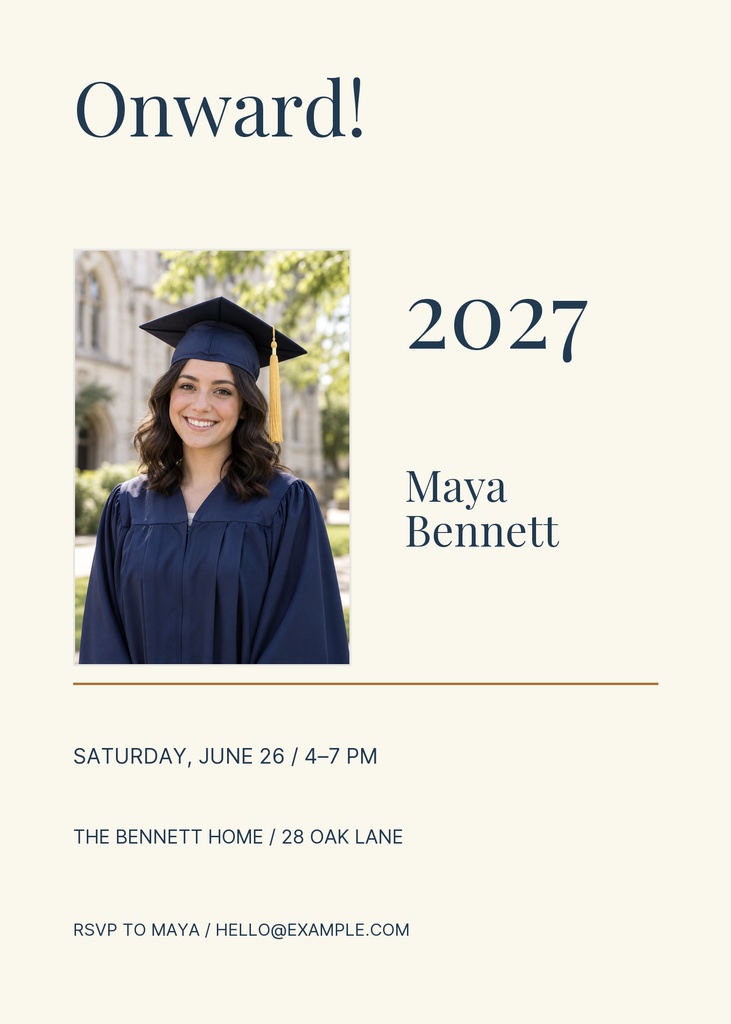 Preview for Onward, Class Of 2027 5 × 7 Invitation Template