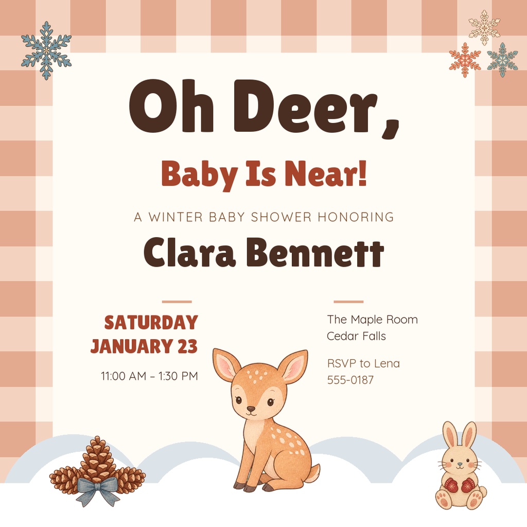 Preview for Oh Deer, Baby Is Near Square Post Template