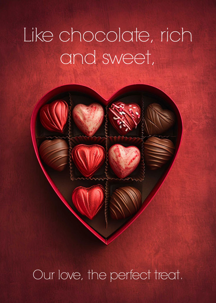 A heart-shaped box filled with assorted chocolates