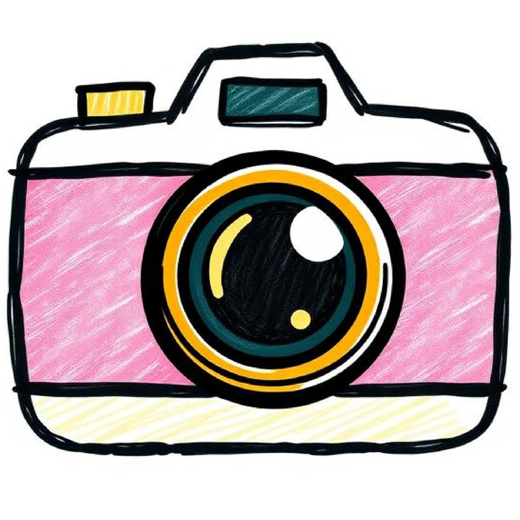 Hand-drawn camera with pink body