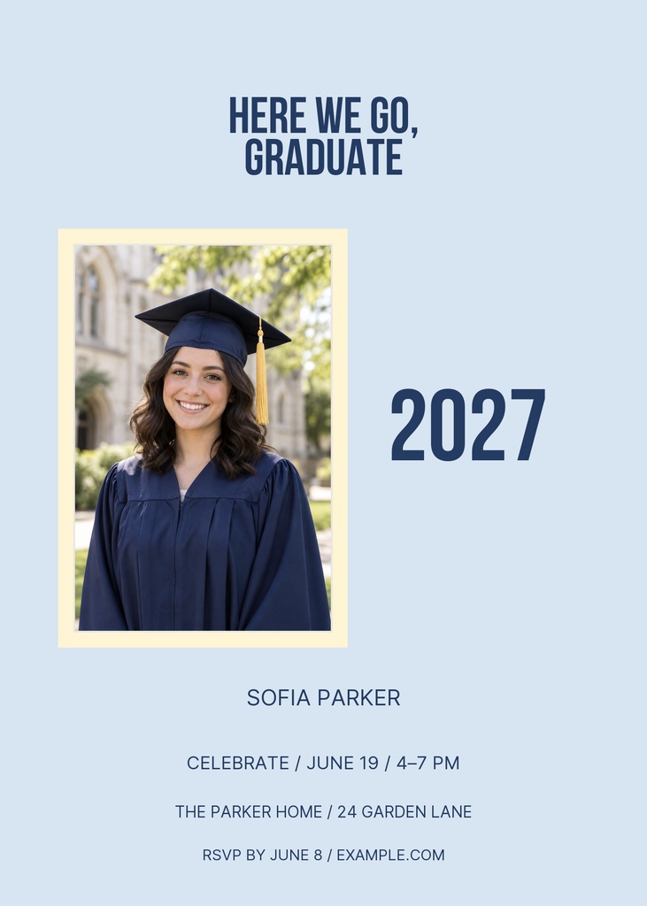 Preview for Here We Go, Graduate 5 × 7 Invitation Template
