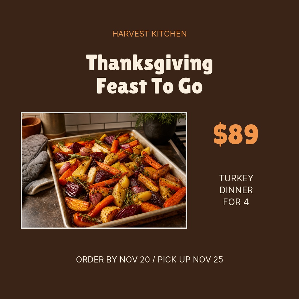 Preview for Thanksgiving Feast To Go Square Post Template