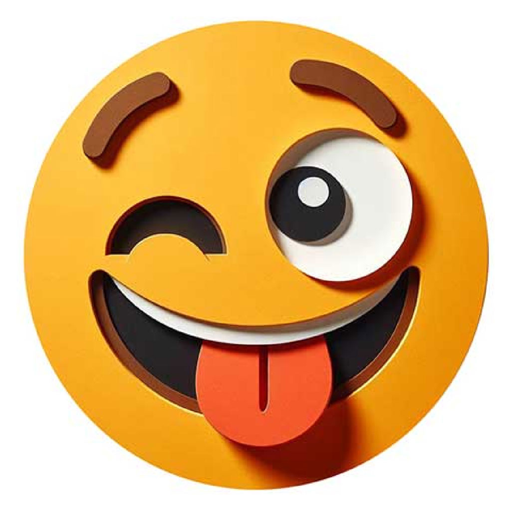 3D winking face emoji with tongue sticking out