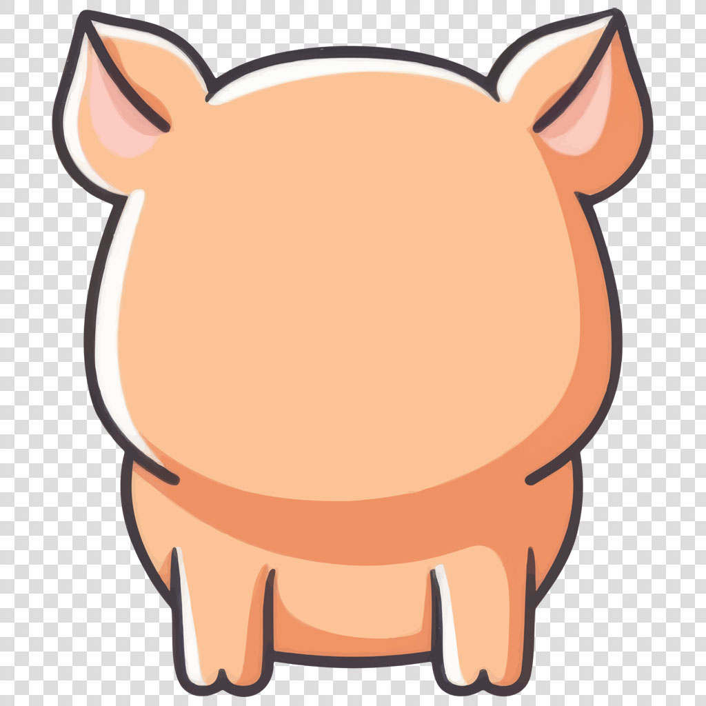 Cartoon pig viewed from behind