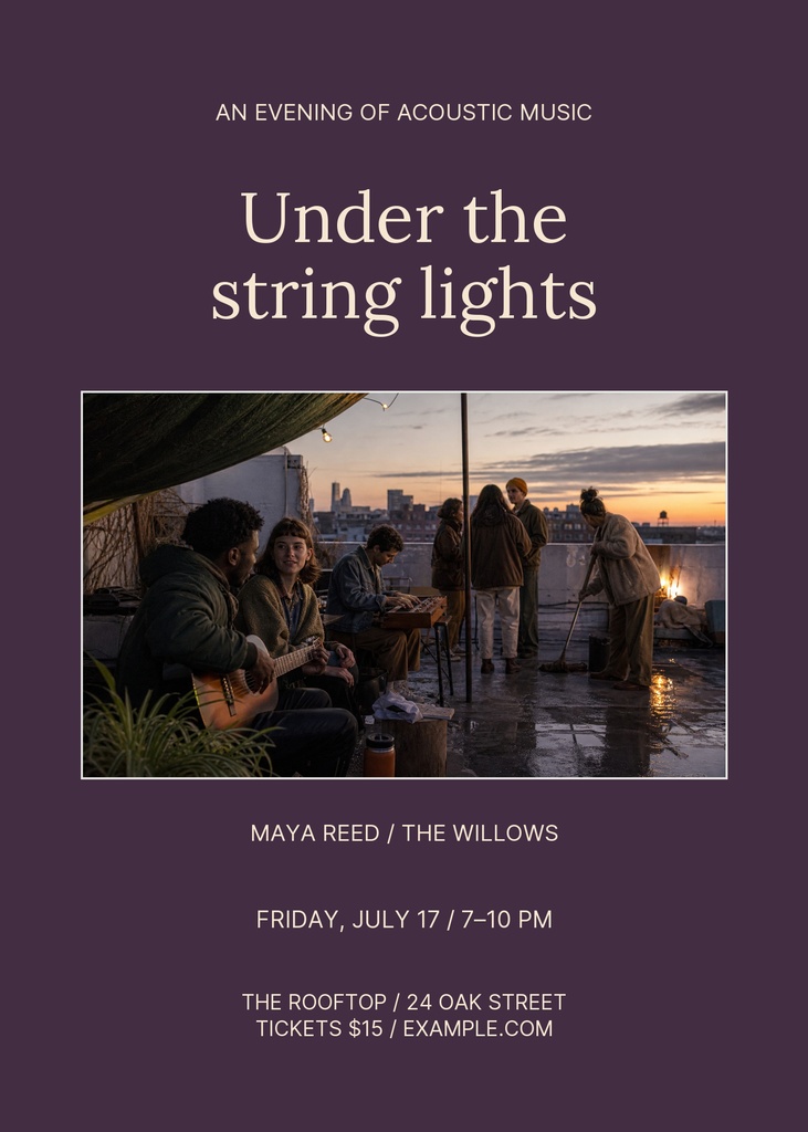Preview for Under The String Lights 5 × 7 Invitation Template